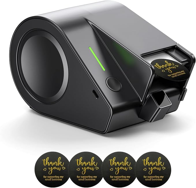 Automatic Sticker Dispenser—Multi-Size, Snap-in Preloaded Sticker Roll Cartridge—for Packaging, Gift Bags, Envelopes, Weddings & Events—Includes 750x1.5 Thank You Stickers