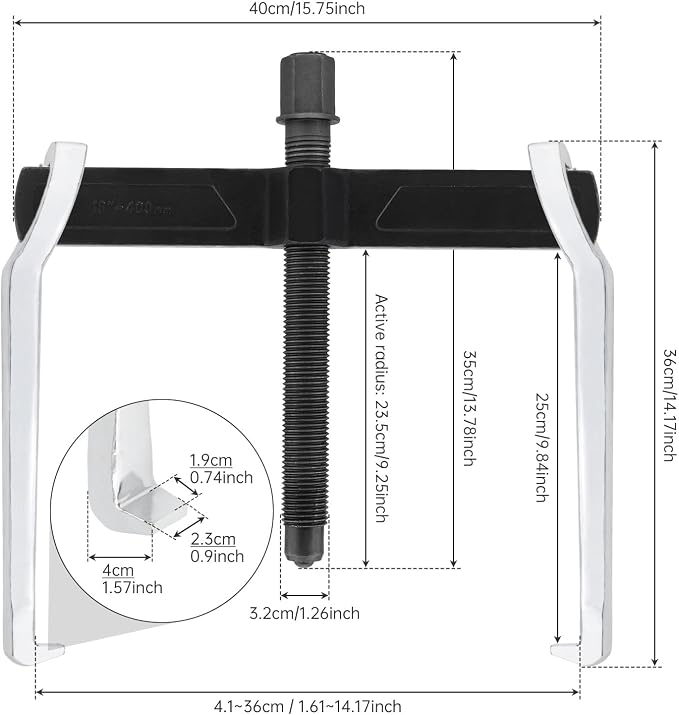 ChgImposs 16 Inch 2-Jaw Gear Puller, Heavy Duty CR-V Adjustable Reversible Bearing Puller Tool for External & Internal Removal of Pulleys, Flywheels, Bearings, Gears, Brake Drums