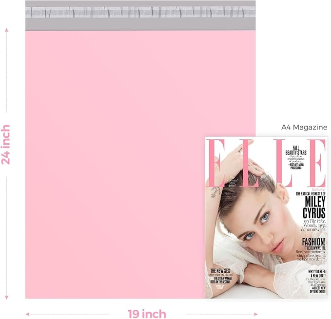 Metronic Large Poly Mailers 19x24 50 pcs, Shipping bags for Small Business, Shipping Envelopes for Clothing, Mailing Bags for Shipping Supplies in Pink