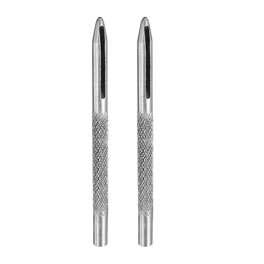 HARFINGTON 2pcs Leather Round Hole Punch, 1mm Hollow Hole Puncher Cutter Carbon Steel Circle Hole Punching Cutting Tool for Belt/DIY Leather Craft