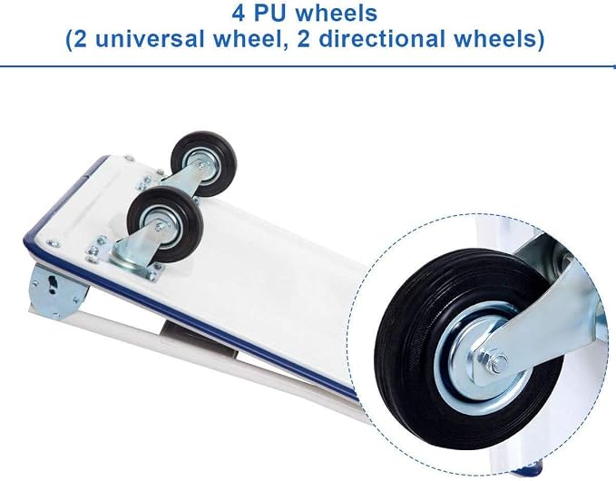 LUARANE Folding Platform Cart, 660 LBS Heavy Duty Push Hand Truck Dolly with Rolling Caters, Collapsible Moving Flatbed Truck with High Capacity for Home, Garage, Office