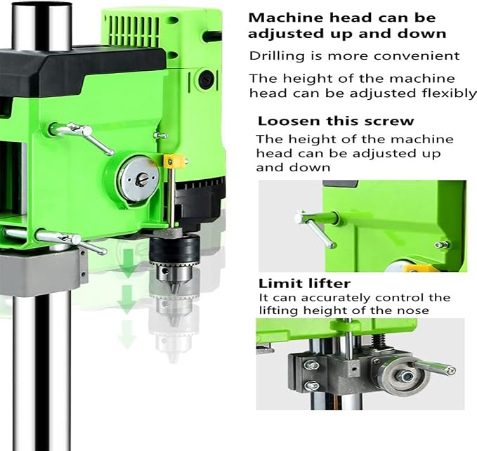 Bench Drill Stand 1200W, infinitely variable speed Mini Drill Press Machine with Cast Iron Base, 0-950RPM, for DIY, Woodworking, Metal, Jewelry Making