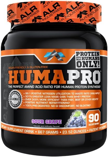 ALR Industries HumaPro Essential Amino Acid Formula | EAA Protein Supplement | Supports Muscle Recovery & Performance | Vegan, Gluten Free | | 90 Servings (Sour Grape)