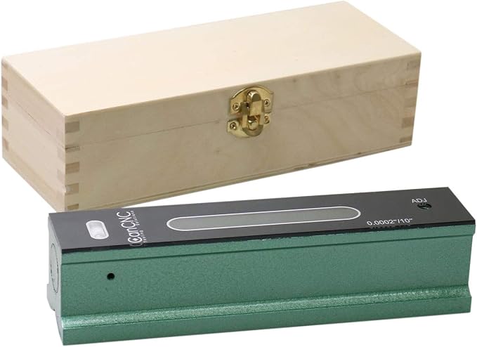 Accusize Industrial Tools 8 inch Professional Master Precision Level in Fitted Box, Accuracy 0.0002''/10'', S908-C608 | 0.0002"/10" Accuracy, V-Grooved Base, Cross Test Vial, Cast Iron, B: 1.830", C: 1.574", D: 1.890", S908-C608