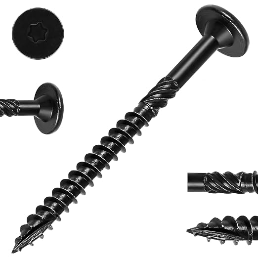 FMhotu #14 Heavy-Duty Wood Screws, Star Drive Deck Screws, Rust Resistant Timber Screws for Timber/Log/Landscaping Wood (2-7/8 Inch,30Pcs,Black)