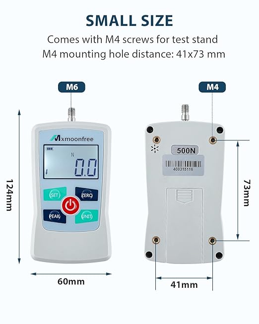 50N Digital Force Gauge Push Pull Tester Portable with Case | Auto Backlit LCD Large Screen Auto Power Off Units N/LB/Kg/Oz High Precision Sensor For School Lab Mechanical Physics