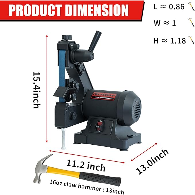 Bucktool 2.3A Belt Sander, 1×30 Inch Low-Speed Belt Sander with Knife Sharpening Angle Guide, 1790 RPM Metal Sander for Knife Making & Metalworking