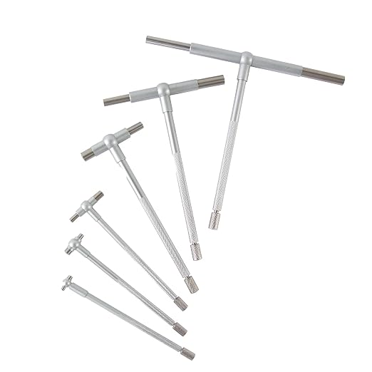 Beslands 6 Pc Telescoping Gage Set, T-Bore Hole Gauges, High Precision Telescopic Bore Gauge with a Portable Case(Range 5/16" - 6")