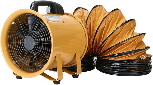 10 Inch Utility Blower Fan 3300RPM Ventilator 2580m3/h High Velocity Portable Industrial Extractor With 25 ft Flexible Duct Hose