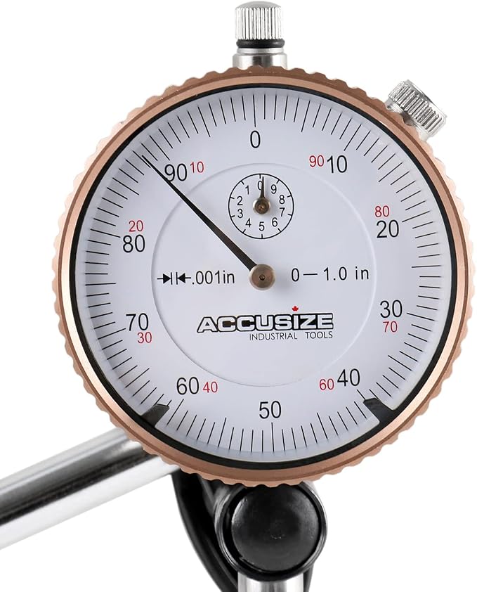 Accusize Industrial Tools 3 Pc Set, 110 Lb Capacity Magnetic Base, 0-1'' by 0.001'' Dial Indicator and 22 Ps Indicator Point Kit, Eg01-1039