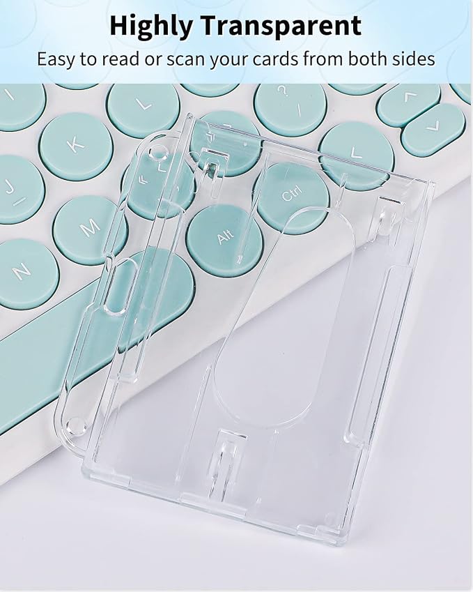 Pawfly 10 Pack Horizontal 2-Card Badge Holder with Thumb Slot Hard Transparent PC Case Protector for Office School IDs Credit Cards Driver’s Licenses and Passes
