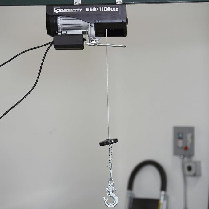 Strongway Electric Cable Hoist - 550-Lb. Single-Line Capacity/1100-Lb. Double-Line Capacity, 38ft./19ft. Lift