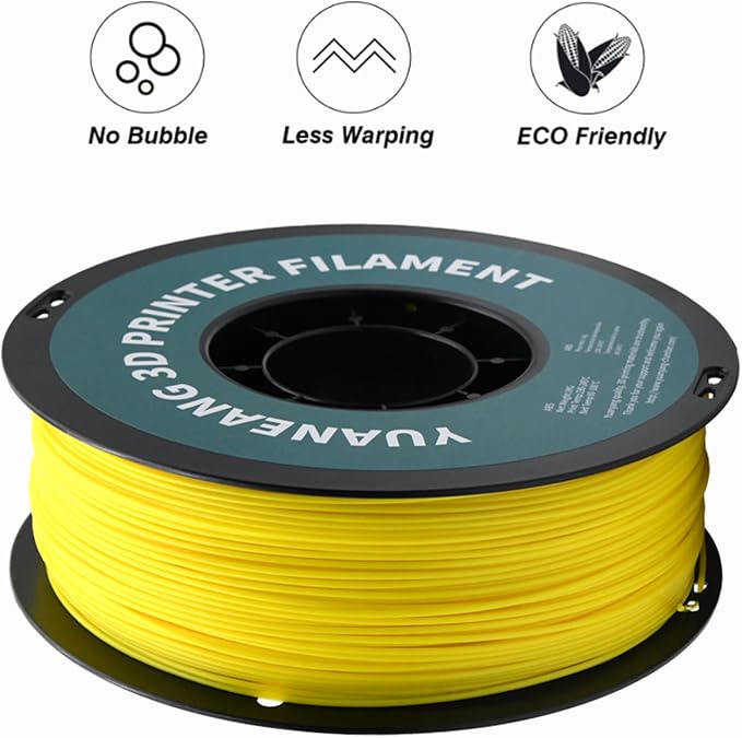 Yellow ABS 3D Printing Supply 1.75mm,1kg Spool,High Heat Resistance,Low Warping,±0.03mm Accuracy,Suitable for Functional Parts and Prototyping