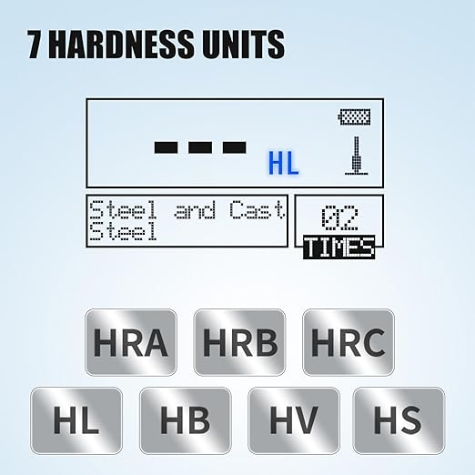 GOYOJO Portable Leeb Hardness Tester -,Hardness Testing Equipment Kit with Test Block, Copper, 7-in-1 HL, HV, HB, HRC, HRB, HRA, HS
