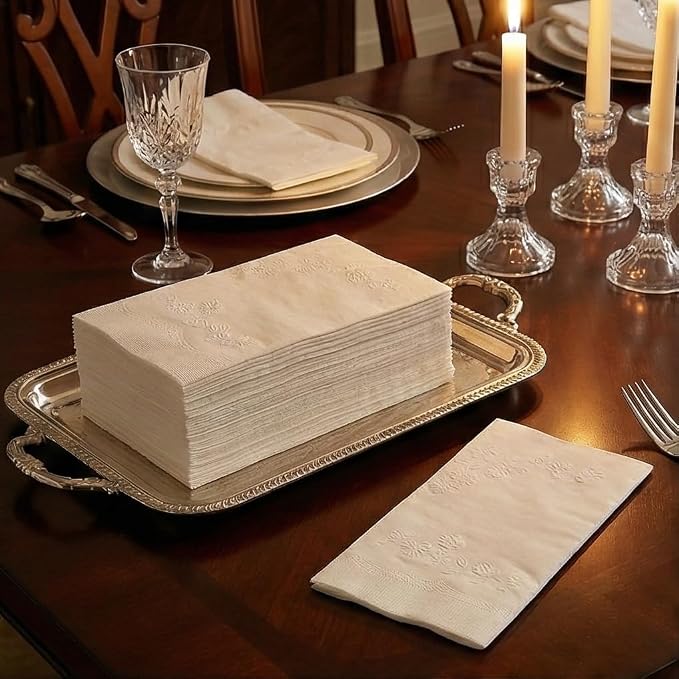 400 White Dinner Napkins 2-Ply - Eight Fold - 16.5"X15" - Dinner Napkins Disposable, Guest Bathroom Essentials, Perfect For Wedding, Bridal Shower Napkins And Party, Napkins Bulk