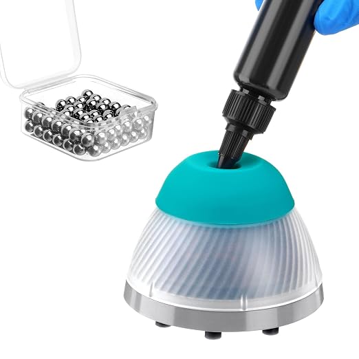 4E's USA Mini Vortex Mixer, 5000RPM Touch-Activated Lab Mixer, Compact Vortex Shaker with Stainless Steel Mixing Balls for Nail Polish, Ink, Paint, Tubes (Green)
