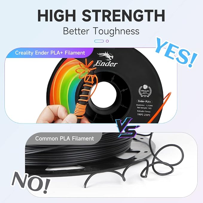 Creality 3D Printer Filament, PLA Plus Filament 1.75mm Jade Green, PLA Pro Toughness Upgraded Dimensional Accuracy +/- 0.03mm, 1KG Spool(2.2lbs) Ender PLA+ Filament for Most 3D Printer