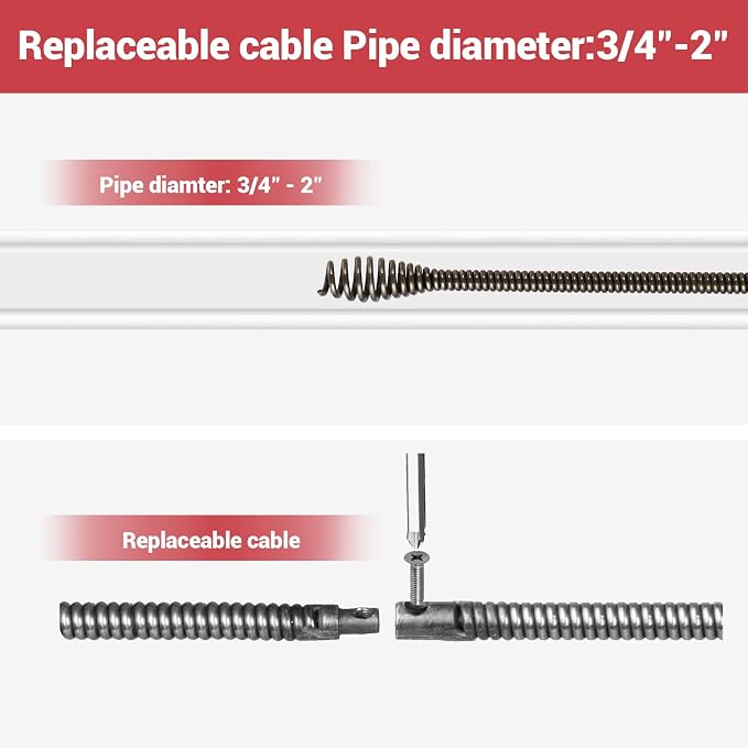 GarveeTech Electric Drain Auger, 25 ft Plumbing Snakes, Snake Drain Clog Remover for Unclogging Toilet, Sewer, Bathroom, Sink Drain Pipes