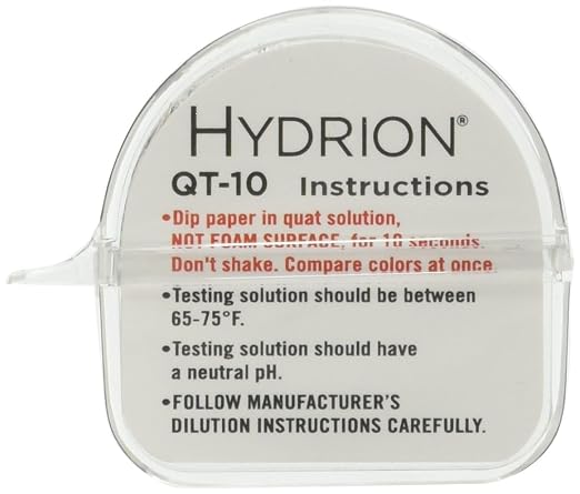 Micro Essential Laboratory QT-10 HYDRION Quat 2-Chain Sanitizer Test Paper Roll, 0-400 ppm - Case of 10 Rolls
