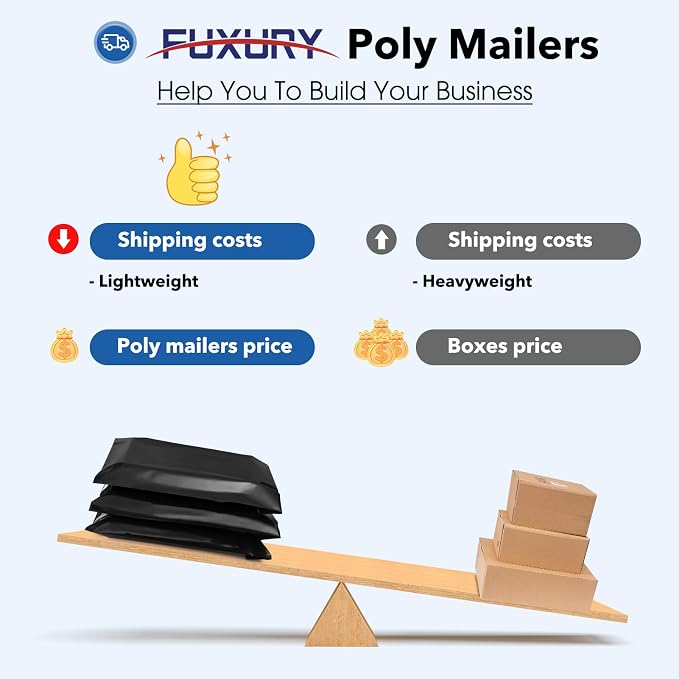 Fuxury 2000 Pcs 10x13" Poly Mailers,Waterproof Mailing Envelopes for Clothing, Strong Adhesive Poly Shipping Postage Bags for Small Business(Black)