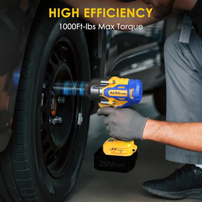 Cordless Impact Wrench for DEWALT 20V Battery | 1/2 Inch Brushless Motor High Torque Power Impact Gun, 1000 Ft-lbs(1360NM), 3-Mode Speed, LED Light(Bare Tool Only)