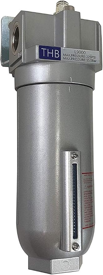 INDUSTRIAL GRADE LUBRICATOR OILER FOR COMPRESSED AIR LUBRICATE PNEUMATIC AIR TOOLS, METAL BOWL WITH VISIBLE SIGHT GLASS, 225 PSI MAX (1/2" NPT, 11oz)