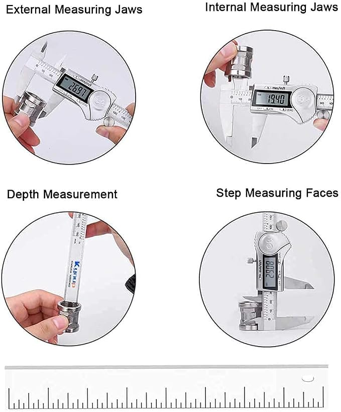 Kynup 6 Inch / 8I NCH Digital Caliper, Calipers Measuring Tool with IP54 Waterproof Protection, Stainless Steel Design (150/200mm)