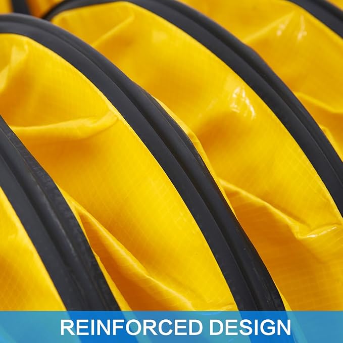16FT Ducting Hose 10IN PVC Flexible Duct Hosing with Adjustable Rope S Hook & Steel Support for Utility Blower Exhaust Fan (10''x16ft)