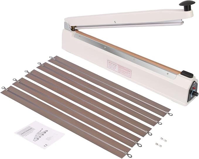 20 Inch Commercial Impulse Sealer Machine | Heavy duty industrial heat sealer with 3mm wide seal strip & aluminum body. Ideal for bulk sealing & packaging lines.