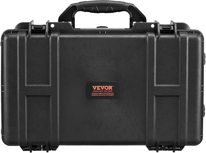 VEVOR Weatherproof Hard Case, Heavy Duty Protective Dry Box with Pre-Cut Foam, Wheels & Retractable Pull Handle for Travel, Hunt, Military, Tactical, IP67 Waterproof Case for Cameras (21.7*13.4*9.5")