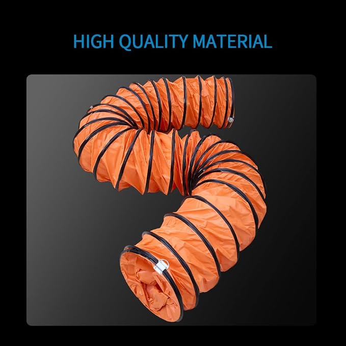25ft Duct Hose PVC Flexible Duct Hosing with D-Ring & Ajustable Rope for 16Inch Utility Blower HVAC Ventilation Fan Exhaust Fan (16IN-25FT)