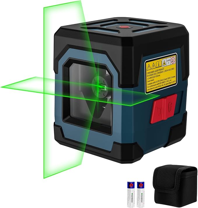 Laser Level, RockSeed Cross Line Laser with Self-Leveling, Vertical and Horizontal Line, Rotatable 360 Degree, Carrying Pouch, Battery Included (LV1G)