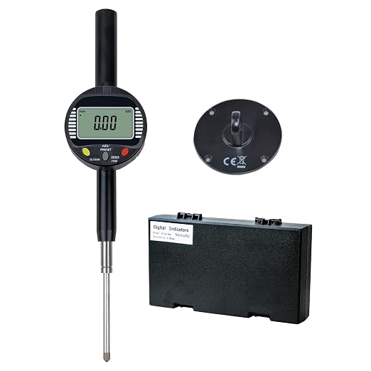 Precision Digital Dial Gauge,Dlectrical Digital Indicator Graduation of 0.01mm Metric and Imperial Measure Tool Electronic Dial Gauge with A Range of 50.8mm/2 in,for CNC Machine,Carpentry Measurement