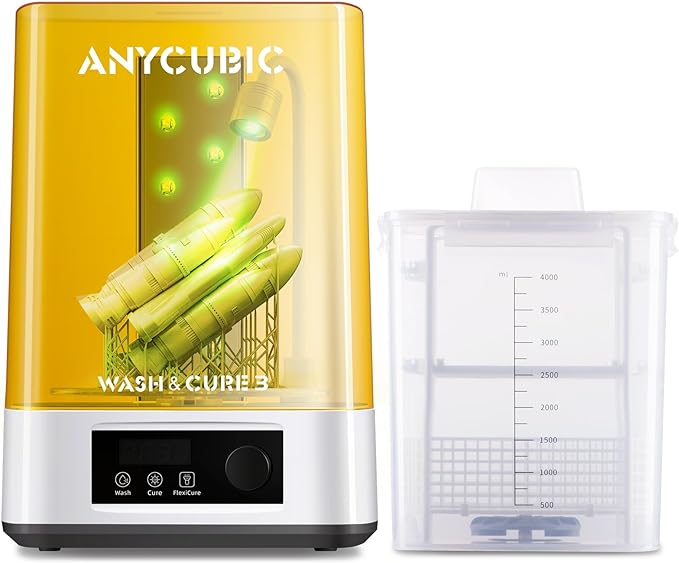 ANYCUBIC Wash and Cure 3, Upgraded Volume 2 in 1 Wash and Cure Station, with Gooseneck Lights, for Mars Anycubic Photon Mono 4 2 Resin 3D Printer, Washing Size of 165 x 100 x180 mm
