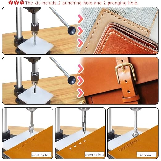 Leather Hole Puncher Hand Punching Machine Manual Press Puncher Punch Tools for DIY Craft, Black
