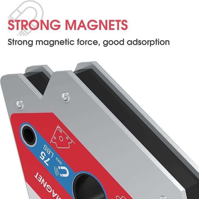 YESWELDER 75 LB Welding Magnet 2 Pieces of Magnetic Welding Holder 75 LBS Holding Power & Round Dual Sided Metal Sheet Guage & Metal Sheet Thickness Gauge 2pk Stainless Steel Wire Welding Gauge