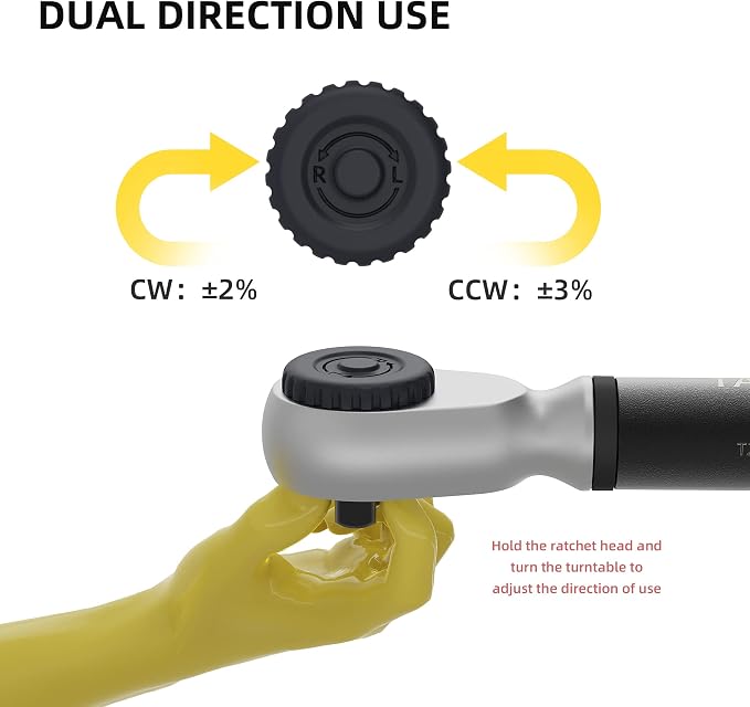 1/2 Inch Drive Digital Torque Wrench, 12.5-250.8 Ft.lb/17-340 Nm Electronic Torque Wrench, ±2% Accuracy with Preset Value, Data Storage, Buzzer and LED Flash Notification for Motorcycle, Car