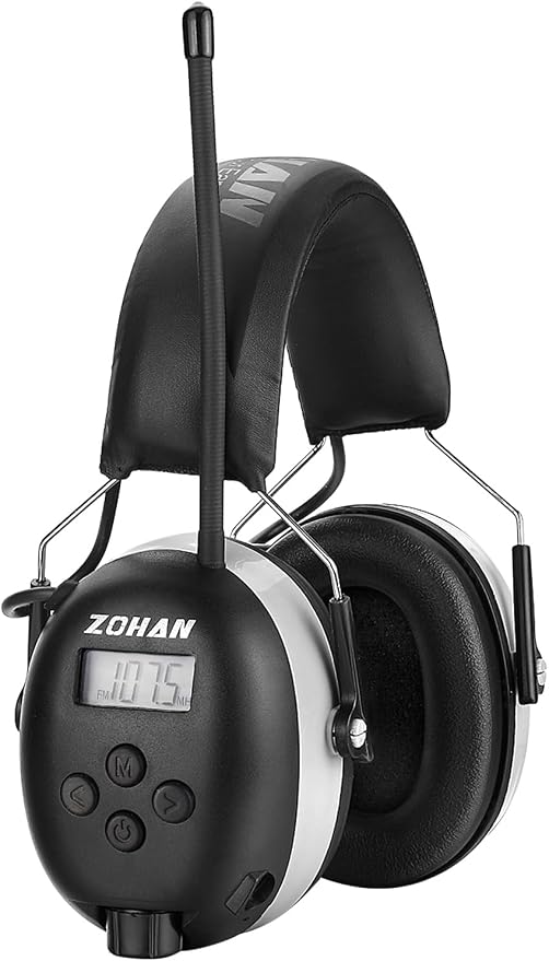 ZOHAN AM/FM Radio Headphone with Digital Display,Ear Protection Noise Reduction Earmuffs,Comfortable Hearing Protector
