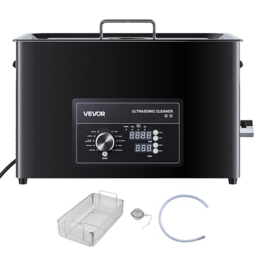 VEVOR 30L Ultrasonic Cleaner, Professional Ultrasonic Cleaner Machine with Knob Control, Stainless Steel Cleaning Machine with Basket and Cleaning Ball, for Watches, Razors, Jewelry, Coins and More