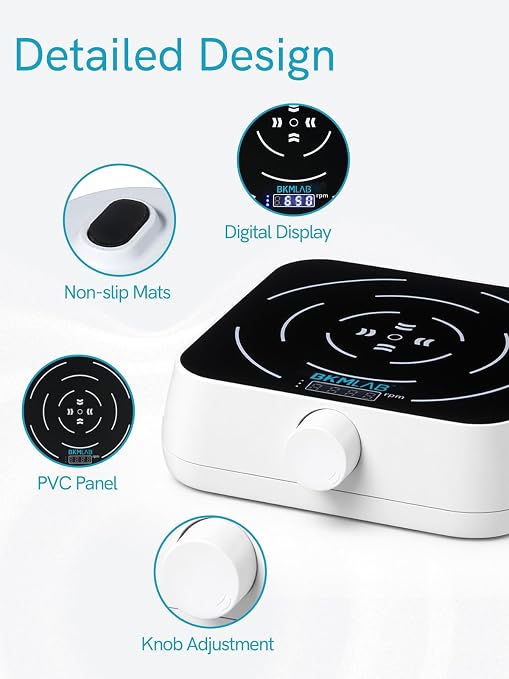 Magnetic Stirrer, 200-2000 RPM Digital Display Magnetic Plate with 3 Stir Bars, Max Stirring Capacity: 3000ml, Magnetic Mixer with Speed Control for Liquid Mixing (No Heating) MS-2L