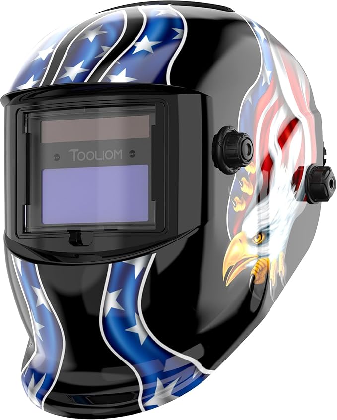 TOOLIOM 135A Gasless Flux Core MIG Welder & Solar Power Auto Darkening Welding Helmet