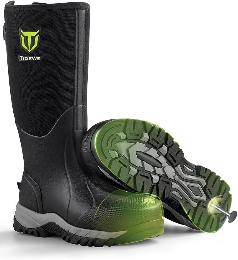 TIDEWE Work Boots for Men, Black, Size 7-13