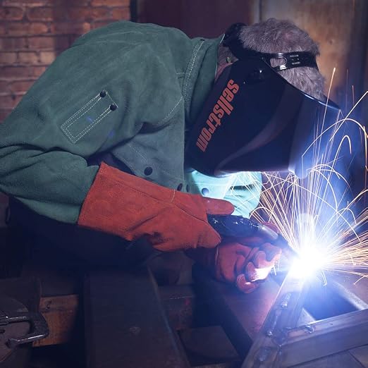 Sellstrom Lightweight,Ergonomic Design,Nylon,Extra Large Blue Lens Technology,All-Day Comfort,Excellent Optical Clarity,Premium Welding Helmet with ADF Technology,Black/Orange,7'Wx 13'H x 5'L,S26400
