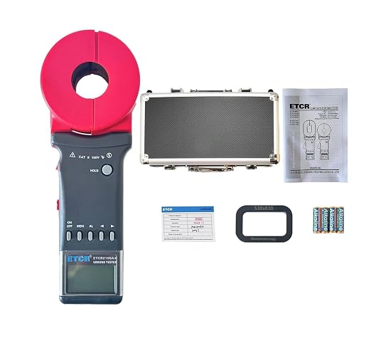 ETCR2100A+ Digital Clamp Ground Earth Resistance Meter Tester 200Ω | Non-contact clamp-on design enables fast loop resistance measurement without disconnecting ground wires, with Φ32mm jaw