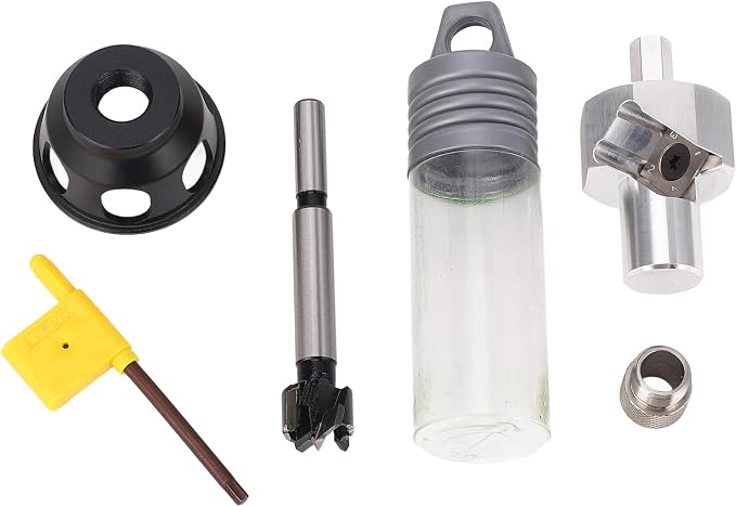 20mm Drill Locator for Woodworking, Bench Dog Hole Chamfer Reamer Tool, Aluminum Alloy Vertical Hole Locator Jig for Electric Drills, 20mm Short Drill Bit