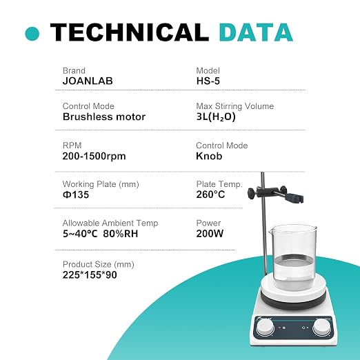 Laboratory Hot Plate Magnetic Stirrer with Heating Magnetic Stirrer Hotplate Mixer 200-1500rpm,3L