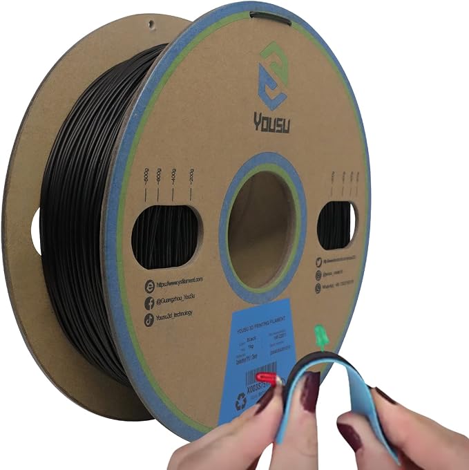 YOUSU 3D Printer Filament Conductive Filament 1.75 mm TPU for 3D Printer & 3D Pen 1 kg (2.2 lbs) Black 3D Printer Filament.