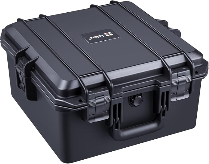 Lykus HC-3620 Waterproof Hard Case with Customizable Foam Insert, Interior Size 13.98x13.98x8.07 in, Suitable for camera, lens, drone, mic, flashlight, projector, electronics, tools, and more