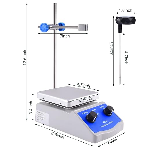Slendor Magnetic Stirrer SH-2 Hot Plate Mixer Max 520℉ Lab Hotplate Stirrer 2000 RPM Stir Plate with Thermometer, Stir Bar and Support Stand