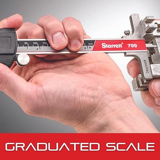 Starrett Stainless Steel Electronic Slide Caliper with RS232 Output - 0-6" Range, .0005" Resolution, LCD Display, Fine Adjustment Thumb Wheel, in/mm Conversion - EC799B-6/150